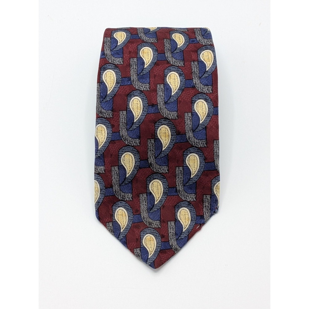 Vtg Robert Talbott Reichardt's Tie Red Blue Abstract Necktie Silk USA Made 57"